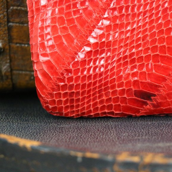 Clemente Red Snakeskin Clutch - Picture 8 of 8